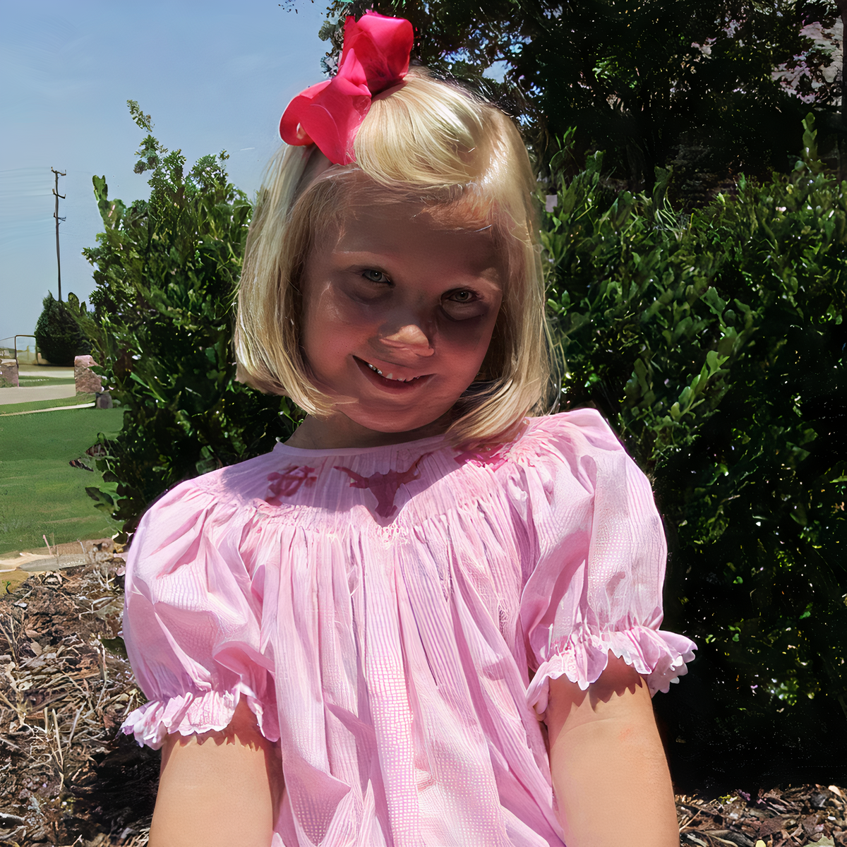 University of Texas Vive La Fete Collegiate Hand Smocked PINK Gingham Bishop