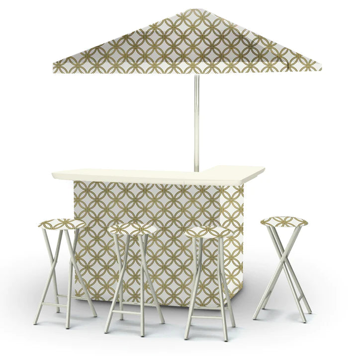 Eternity Circles - Gold &amp; White Portable Tailgate Bar