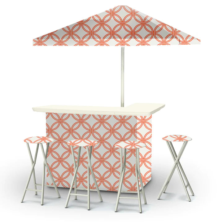 Eternity Circles - Orange &amp; White Portable Tailgate Bar