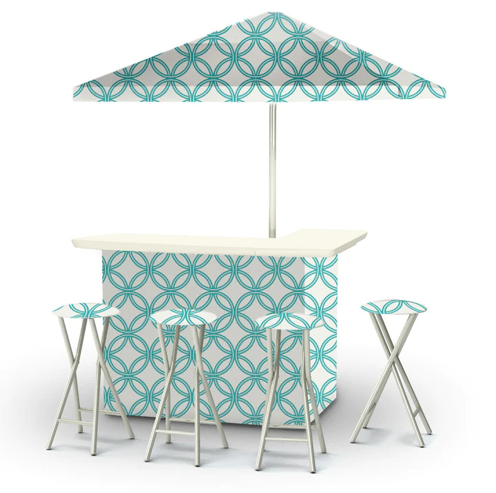 Eternity Circles - Teal & White Portable Tailgate Bar