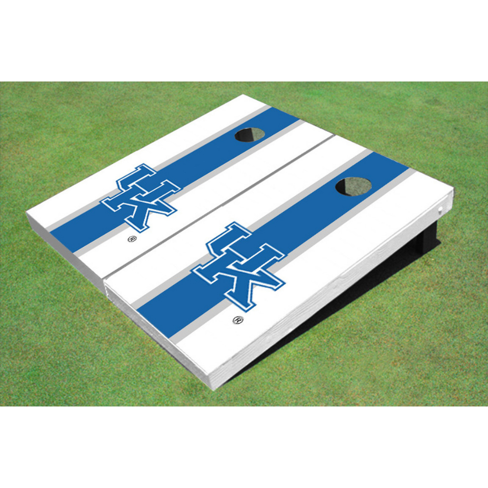 University of Kentucky Matching Stripe Cornhole (White UK)