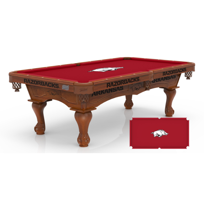 University of Arkansas Pool Table with Logo Cloth