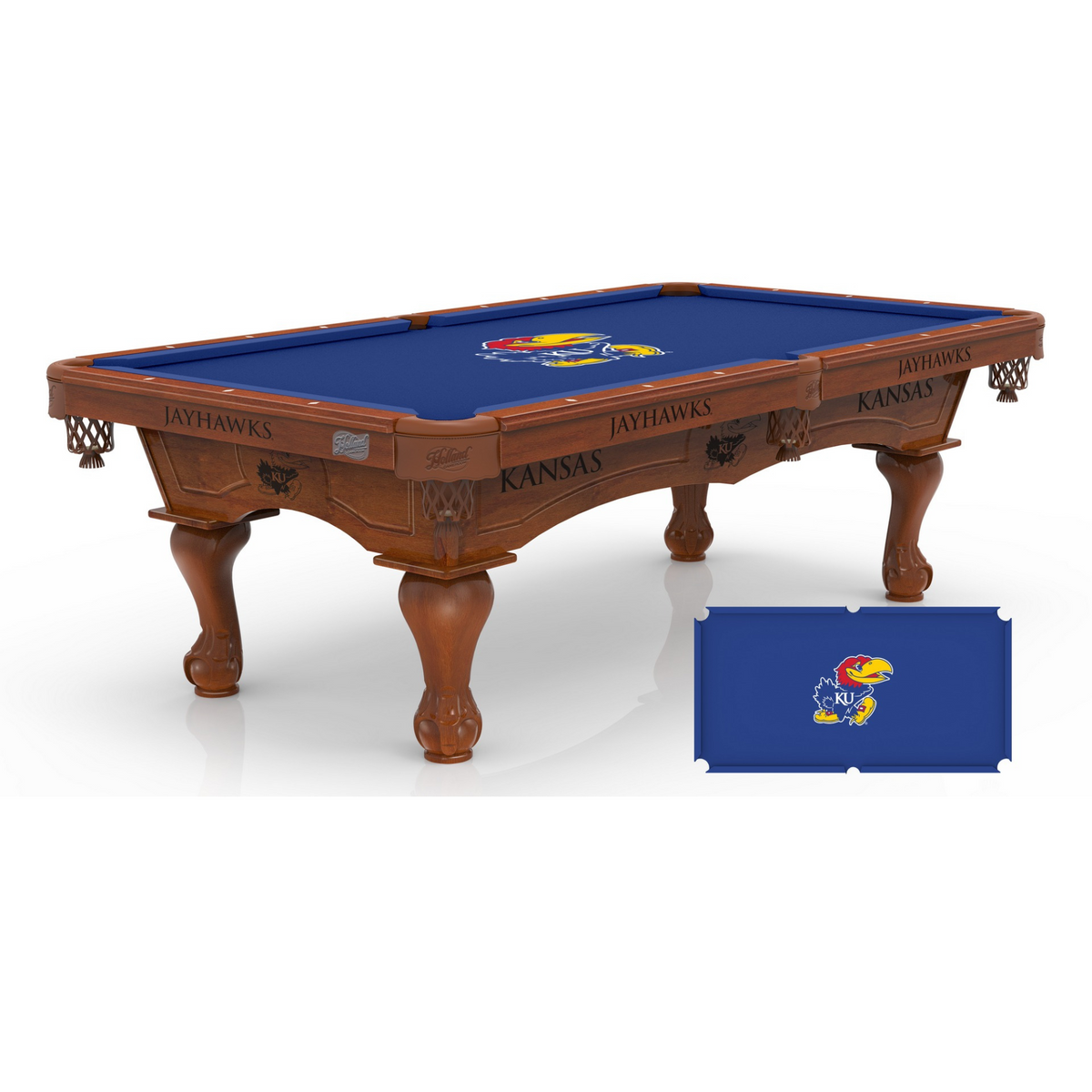University of Kansas Pool Table with Logo Cloth