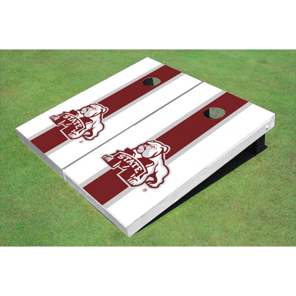 Mississippi State University Matching Stripe Cornhole (White Bulldog)