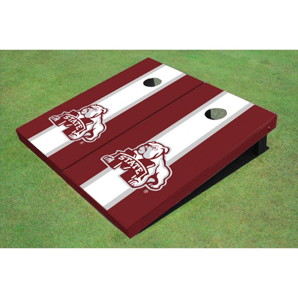 Mississippi State University Matching Stripe Cornhole (Maroon Bulldog)