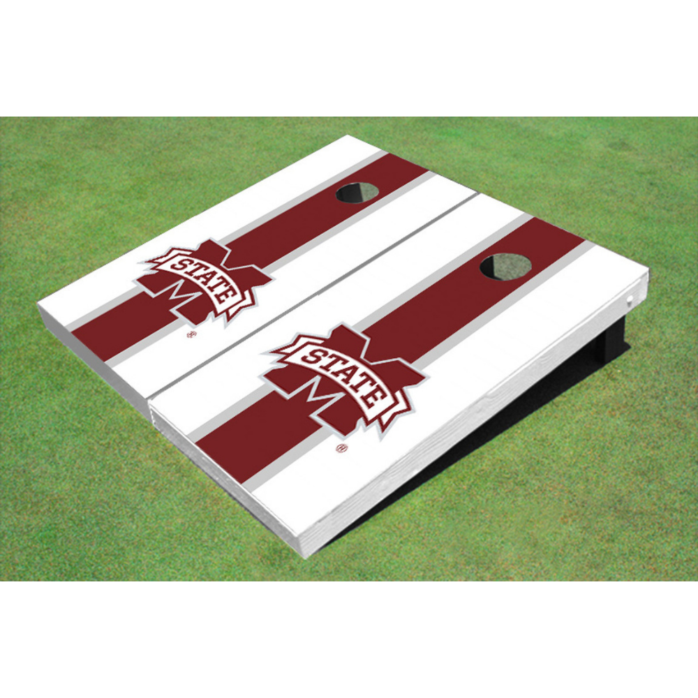 Mississippi State University Matching Stripe Cornhole (White M)