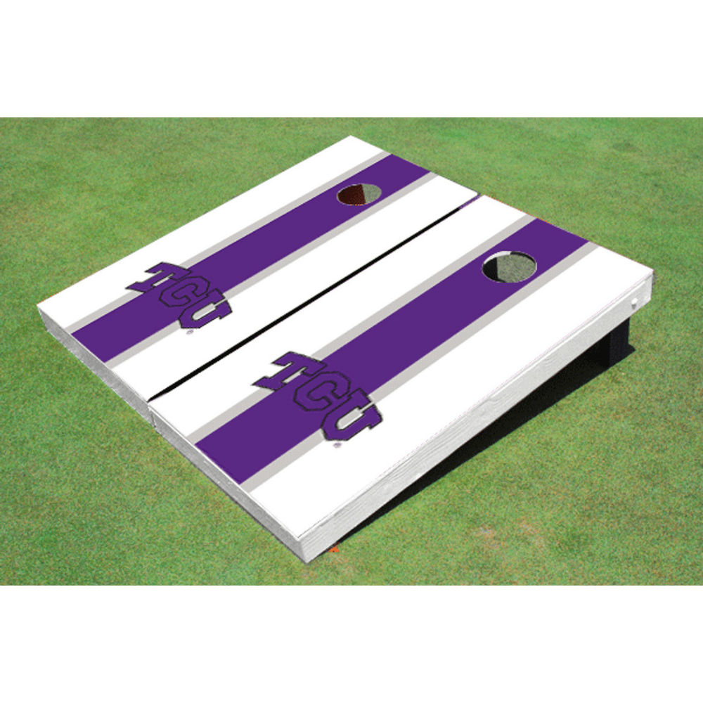 TCU Matching Stripe Cornhole (White)
