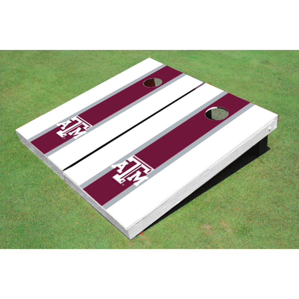 Texas A&amp;M University Matching Stripe Cornhole (White Logo)