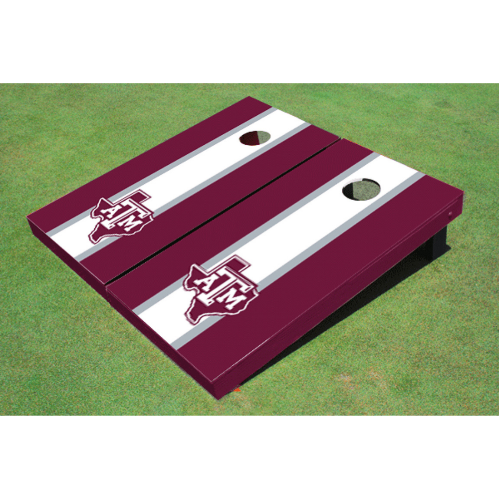 Texas A&amp;M University Matching Stripe Cornhole (Maroon State Outline)