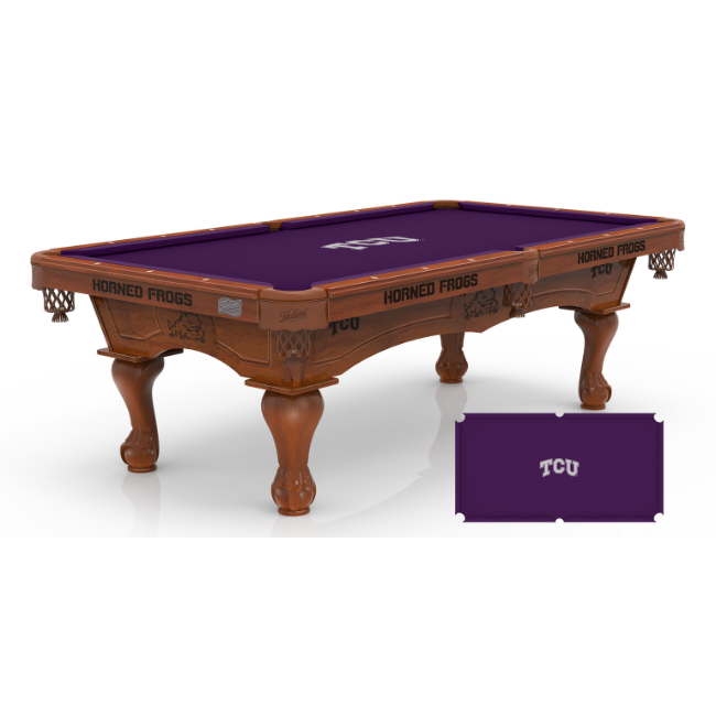 TCU Pool Table with Logo Cloth
