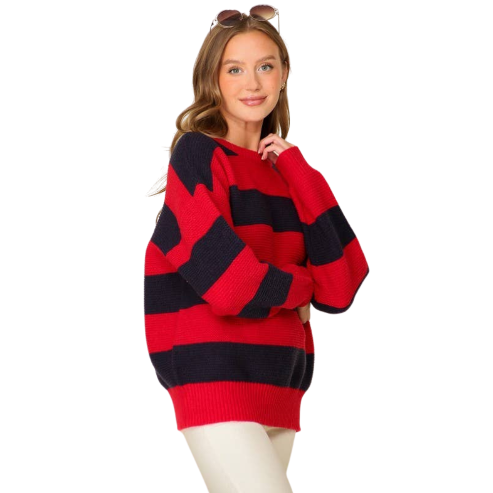 Striped Gameday Sweater - Red / Black