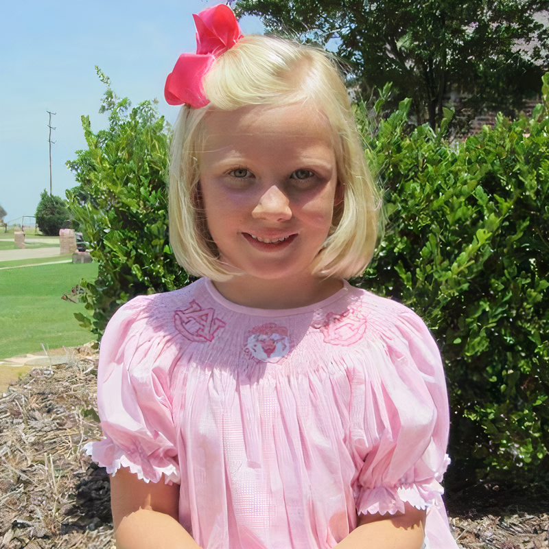 Auburn University Vive La Fete Collegiate Hand Smocked PINK Gingham Bishop