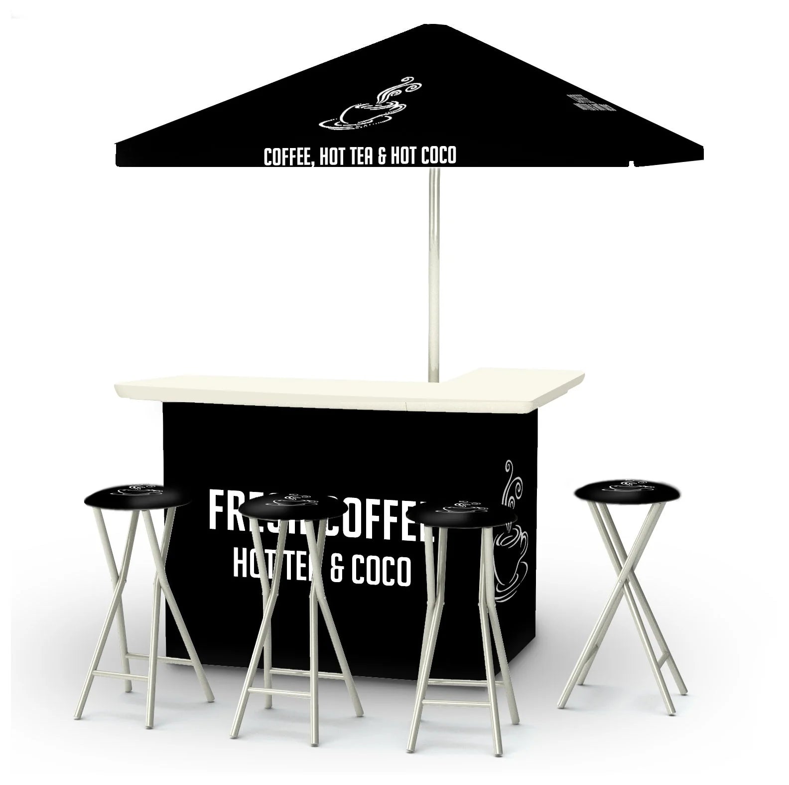 Coffee, Tea, and Coco - Black Portable Tailgate Bar