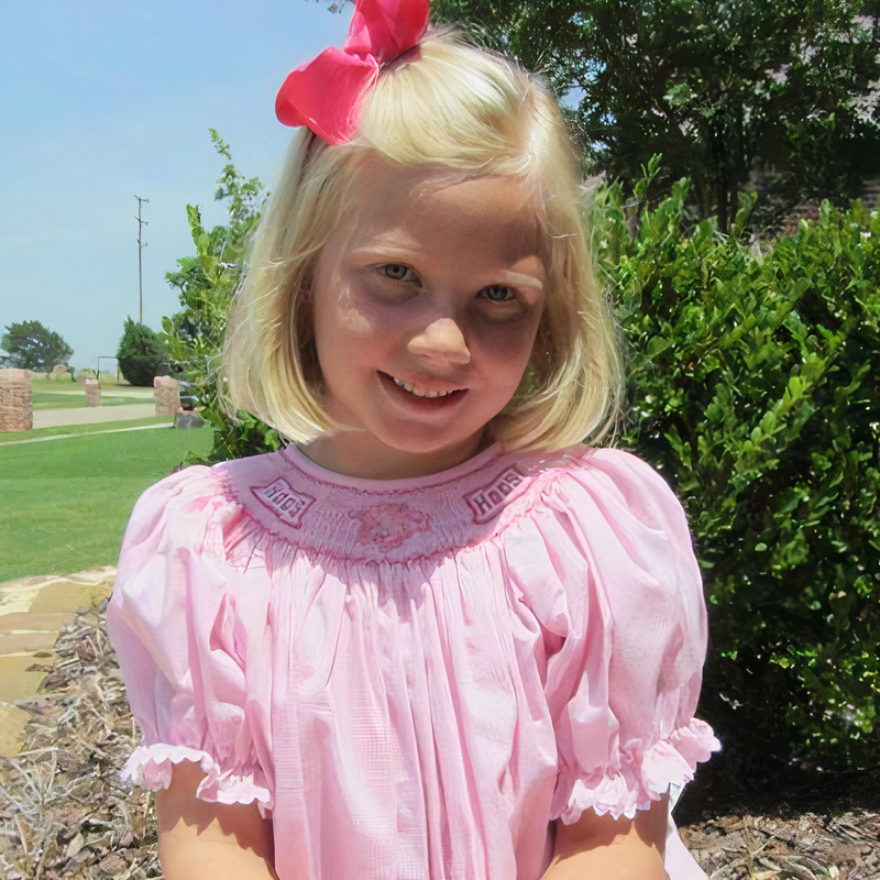 University of Arkansas Vive La Fete Collegiate Hand Smocked PINK Gingham Bishop