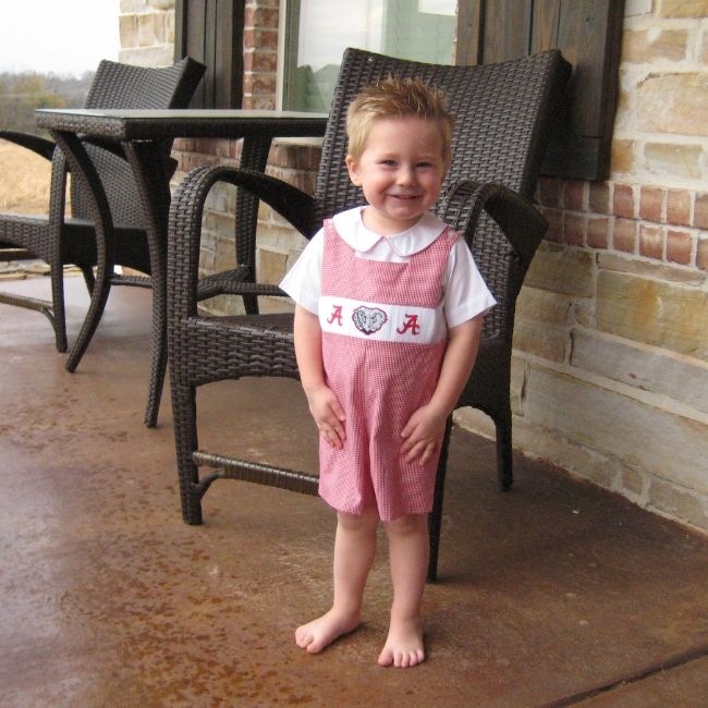 University of Alabama Vive La Fete Collegiate Hand Smocked Jon-Jon with Shirt