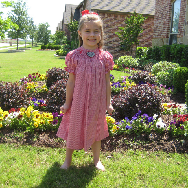 University of Alabama Vive La Fete Collegiate Hand Smocked Gingham Bishop Dress