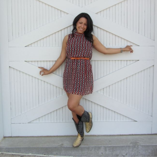 Orange &amp; Navy "Peek-A-Boo Back" Dress