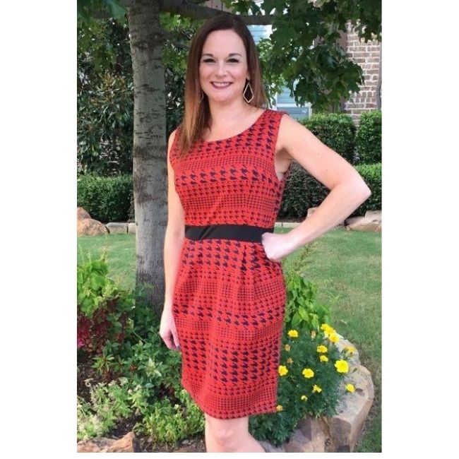 Burnt Orange Houndstooth Dress