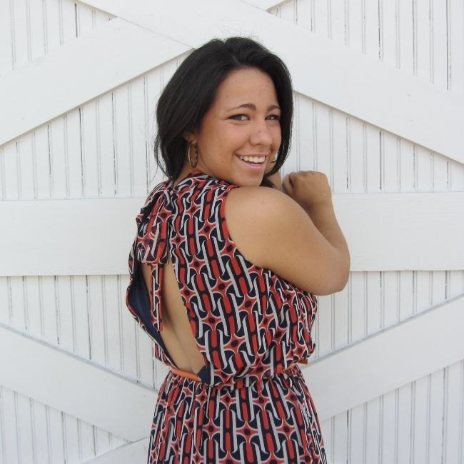 Orange &amp; Navy "Peek-A-Boo Back" Dress