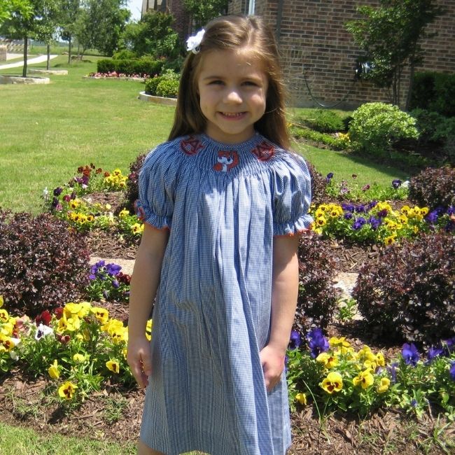 Auburn University Vive La Fete Collegiate Hand Smocked Gingham Bishop Dress