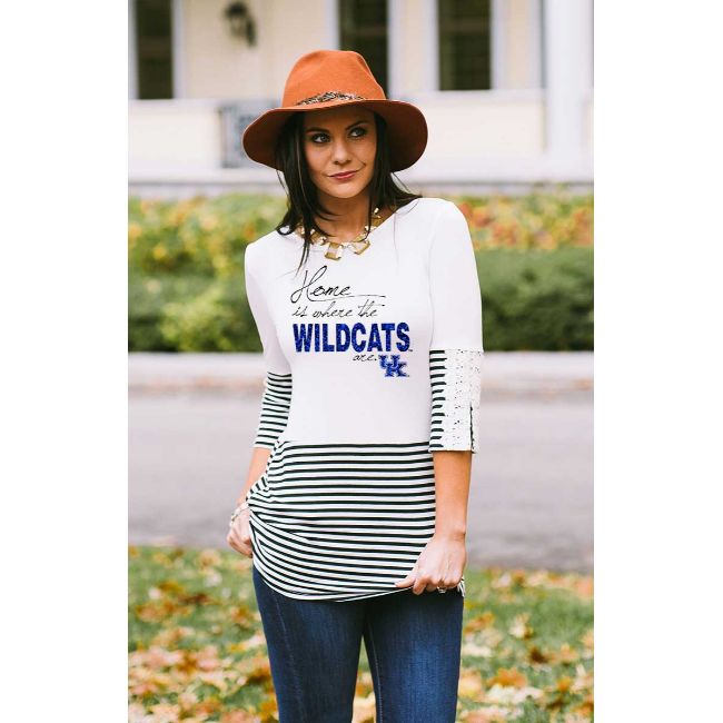 University of Kentucky "Home is Where" Button-Lace Top