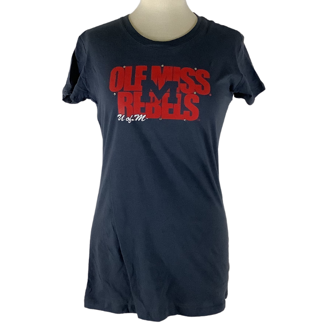 Ole Miss Swarovski Crystal Jersey Tee