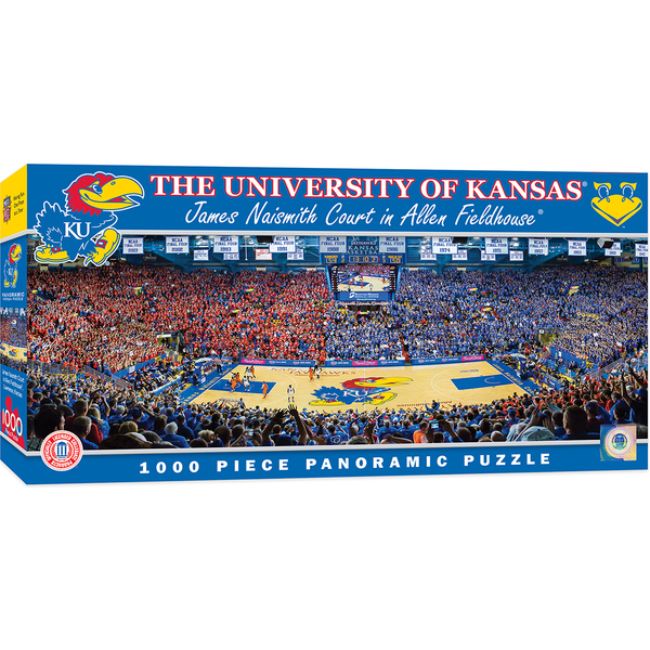 University of Kansas James Naismith Court in Allen Fieldhouse Panoramic Stadium 1000 Piece Puzzle