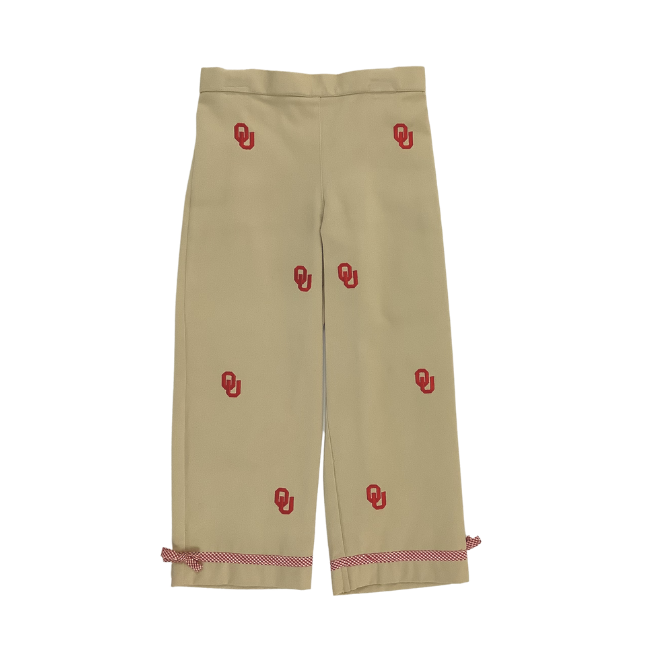 University of Oklahoma Vive La Fete Collegiate Hand Embroidered Girls Pants